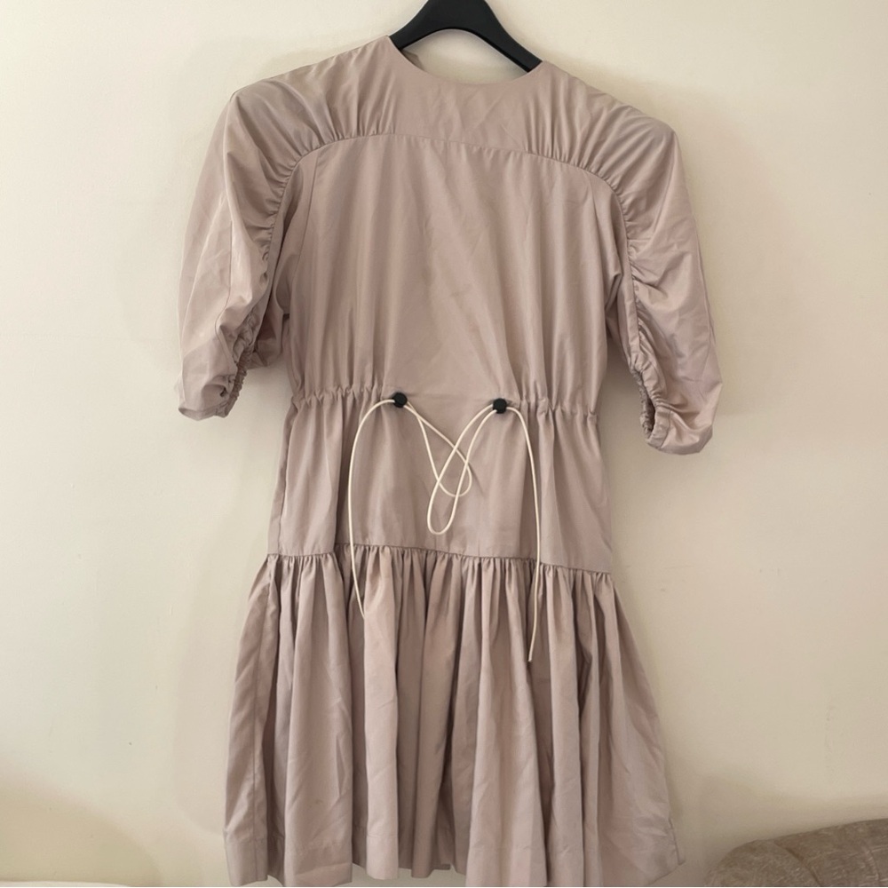 Unlabel Kids Tiered Tech Mini Dress Size 12 Puff Sleeve peach tan holiday party
